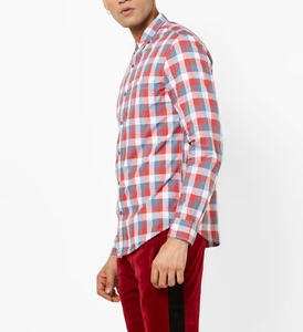 Camisas de Manga Larga a Cuadros para Hombre, 100% Algodón, Corte Ajustado, con Bolsillo, Marca Personalizada con Logotipo, Venta al Por Mayor Directa de Fábrica, OEM - Product Image 2
