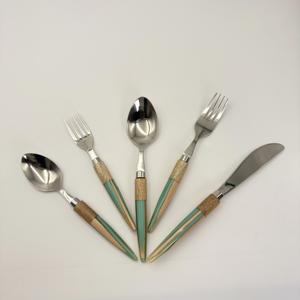 Ensemble de couverts de table classiques en acier inoxydable pour hôtel et banquet de mariage, couteau, cuillère, fourchette, accessoire de cuisine avec manche en bois - Product Image 4