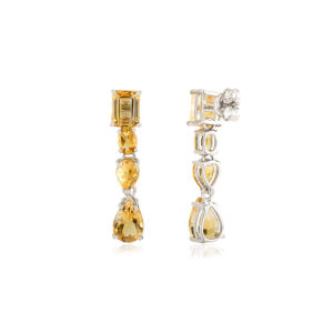 Pendientes Largos Elegantes de Citrino Dorado en Plata de Ley S925, Joyería Fina con Piedra de Nacimiento de Noviembre - Product Image 5