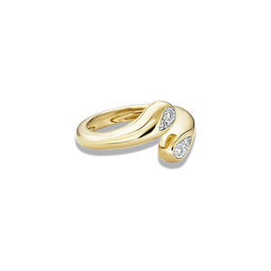 Anillo de Oro Sólido de 14K Elegante con Diseño Abierto y Detalles de Diamantes, Anillo Ajustable Envolvente, Anillo de Boda con Doble Corte de Pera Ovalado - Product Image 4