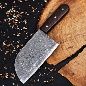 Couteau de chef artisanal personnalisé en acier Damas avec manche en Micarta, étui en cuir, compatible lave-vaisselle, design moderne - Product Image 1