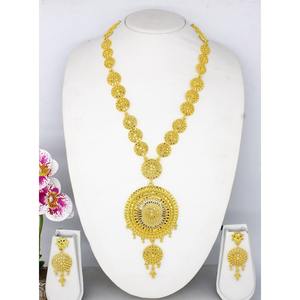 Collar con pendientes conjunto de joyas chapado en oro de latón puro de alta calidad UAE Dubai collar diseño collar conjunto de joyas - Product Image 6