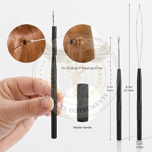 Kit d'outils pour extensions de cheveux noirs, comprenant des pinces à micro-anneaux, des clips, des pinces de dépose pour extensions de cheveux naturels - Product Image 6