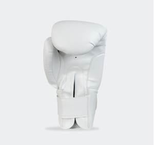 <b>White</b> Leather Boxing Gloves Full Finger <b>Lace</b>-Up Closure for Adults Martial Arts Training Gear Protective Training Gloves - Product Image 1