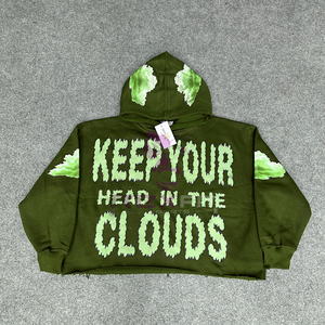 New Arrived Best Price Durable Quality Zipper Distressed Hoodie <b>Rhinestone</b> Zip up <b>Jacket</b> Acid Wash Men Fleece Streetwear Hoodie - Product Image 1