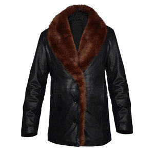 Luxurious <b>Women</b> Slim Regular-Length <b>Leather</b> <b>Bomber</b> <b>Jacket</b> Breathable Plush Fur Lining Warmth Style Elegant Winter Embroidered - Product Image 1