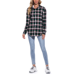 Camisa de Franela de Algodón Estilo Dama para Mujer, Top Casual Sólido con Botones, Camisa de Otoño con Frente Ancho 100% Algodón para Uso Casual al Aire Libre - Product Image 3