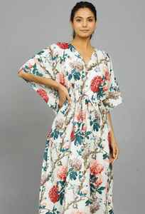 ชุดเดรสผ้าฝ้ายอินเดียสำหรับผู้หญิง งานแฮนด์เมด ชุดคลุมชายหาด สไตล์โบฮีเมียน สำหรับใส่เที่ยวพักผ่อนฤดูร้อน - Product Image 4