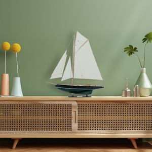 เรือใบจำลองเพนดุ๊ก งานแฮนด์เมด ทำจากไม้ ของตกแต่งเรือยอชท์ ของสะสม ของขวัญ ขนาด 67.31x12.7x77.98 ซม. - Product Image 6