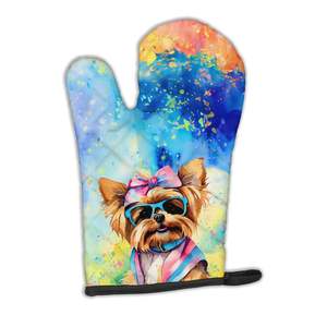 Yorkshire Terrier Hippie Dawg Guante de horno Grueso resistente al calor Guante de cocina para sartenes calientes Guante de cocina protector para hornear para manos - Product Image 1
