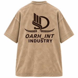 T-shirt vintage délavé pour homme grande taille OARH_INT INDUSTRY, manches courtes, col rond, streetwear, t-shirt graphique - Product Image 2