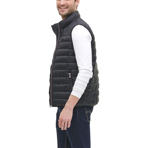 Zipro Industries Z-I-351 <b>Men's</b> <b>Black</b> Stand Collar Puffer <b>Vest</b> Zipper Closure Windproof Casual Winter Solid Color Thick Polyester - Product Image 3