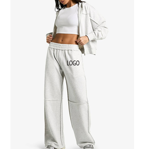 Pantalones Deportivos de Algodón 340GSM Personalizados al por Mayor, Corte Recto y Relajado, para Gimnasio, Fitness, Running, con Bolsillos Laterales, para Mujer - Product Image 1