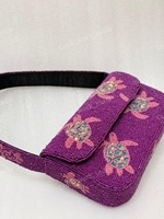 Sac à bandoulière perlé motif tortue, style indien moderne, entièrement fait main, pour soirée, accessoire de mode féminin