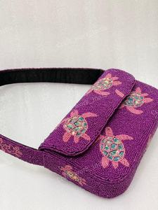 Purple Beaded Shoulder <b>Bag</b> Turtle Design Indian Fully Handcrafted Evening Party Fashion <b>Womens</b> Handmade Purse Accessory Gift <b>Bag</b> - Product Image 4