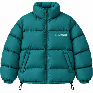 Grey Custom <b>Men</b>’s Puffer <b>Jacket</b> Winter Warm Quilted Down <b>Jacket</b> Premium Stand Collar Full Zip Oversized Embroidered <b>Jacket</b> - Product Image 5