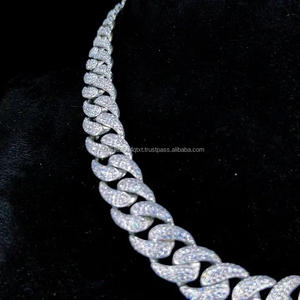 VVS Moissanite Cadena cubana de diamantes de alta calidad Cadena de collar chapada en oro blanco de Plata de Ley 925 - Product Image 2