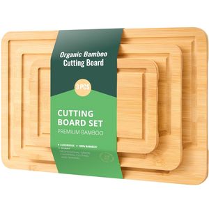 Set di 3 Taglieri Premium Versatili in Bambù con Dimensioni Personalizzabili, Scanalatura per Olio e Succhi, Robusti e Durevoli per Tagliare - Product Image 3