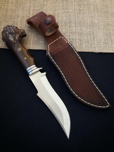 Cuchillo de Supervivencia Hecho a Mano OEM, Hoja de Acero Inoxidable, Mango de Madera Tallada, Funda de Cuero, Herramienta de Camping de Alta Calidad para Exteriores - Product Image 1