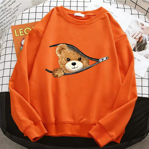 Sweat-shirts à capuche pour femmes, style streetwear professionnel, Y2K, motif ours, basiques, chauds en polaire, à col rond, décontractés - Product Image 4
