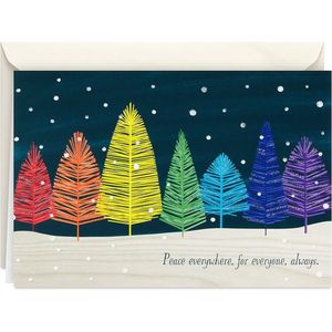 Set di Biglietti d'Auguri Natalizi con Alberi Arcobaleno in Scatola, 16 Biglietti e 17 Buste - Product Image 1