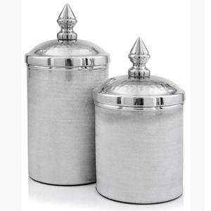 Pot en verre de qualité supérieure avec couvercles en laiton finition antique, forme ronde, pour la maison, le jardin et la cuisine - Product Image 4