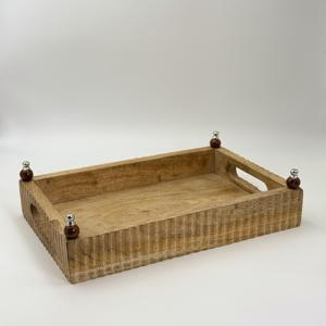 Nuevo Producto: Bandeja de Madera de Mango con Asa Decorada con Cuentas para Servir Platos y Postres, Ideal para el Hogar, Hoteles y Restaurantes, a Bajo Precio - Product Image 1