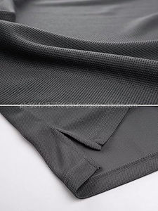 T-shirt classique à manches courtes pour homme en polyester épais, col et poignets côtelés, brodé, anti-boulochage, style sportif - Product Image 3