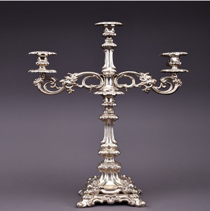Gold polished antique metal four <b>light</b> candelabra stand with twisted column details, available at wholesale prices. - Product Image 3