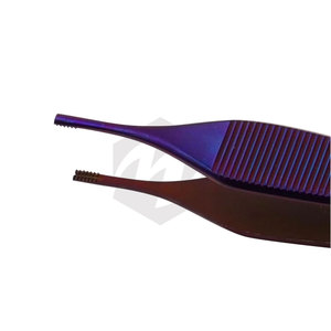 Pinzas Adson de 4 3/4 pulgadas con 7x7 dientes, acero inoxidable, mango con revestimiento morado, durabilidad, instrumentos quirúrgicos, certificación CE - Product Image 6