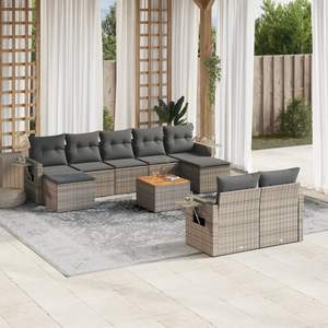 Conjunto de Sofás de Jardín de Ratán Gris, 6 Plazas, Resistente a la Intemperie, Muebles de Exterior de Diseño Contemporáneo - Product Image 1