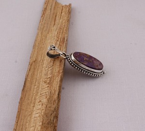 Pendentif en turquoise cuivrée naturelle, bijoux en argent sterling 925, pendentif en pierre précieuse Mohave violette, bijoux de style vintage - Product Image 5