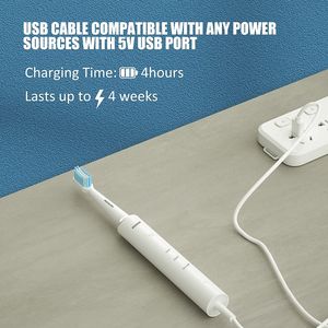 MOCEMTRY Cepillo de dientes eléctrico sónico recargable 3 modos de limpieza Cepillo de dientes blanqueador con función impermeable Color blanco - Product Image 6