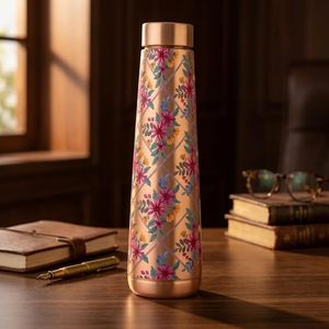 Botella de Cobre Puro con Diseño de Flores Silvestres Impresas, Diseño Multicolor - Product Image 4
