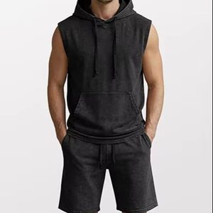 Wholesale Hoodie Shorts Set Custom <b>Tracksuit</b> Unisex Matching Set Summer Cotton Fleece Outfit Casual - Product Image 1