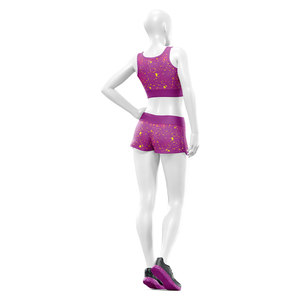 Conjunto Deportivo de Yoga Sublimado de 2 Piezas para Mujer, Personalizado OEM, Bra Deportivo y Pantalones Cortos para Entrenamiento y Ejercicio - Product Image 3