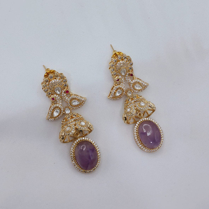 JeweleMarket - Pendientes de Perlas de Agua Dulce Chapados en Oro para Mujer, con Cristales, para Compromiso, Boda, Aniversario, Regalo Étnico - Product Image 2