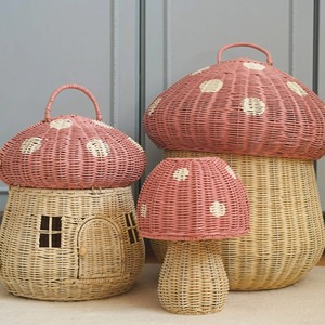 ตะกร้าเห็ดสีชมพูพร้อมฝาปิดถอดได้ ตะกร้าเก็บของทำมือ ขายส่ง เป็นมิตรกับสิ่งแวดล้อม ผลิตในเวียดนาม พร้อมส่ง - Product Image 5