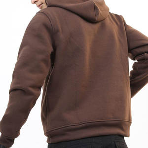 Sweat-shirt à capuche marron pour homme, coupe classique, couleur unie, en coton tricoté, décontracté, avec poches, idéal pour l'automne - Product Image 3