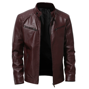 Wholesale Leather Zipper Jacket Men Spring Autumn Winter <b>Coat</b> Men's Motorcycle Fashion Jacket Slim Casual Tops Biker <b>Coat</b> - Product Image 2