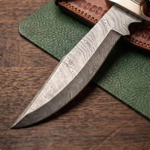 Couteau de camping Bowie artisanal en acier inoxydable de qualité industrielle, épaisseur 0,45 mm, manche noir décoratif en métal, pour collection - Product Image 6