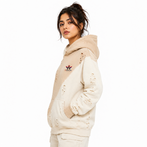 Sudadera con Capucha para Mujer, Estilo Desgastado, Tela de Felpa Suave, Efecto Lavado, Ajuste Cómodo, Bolsillo Canguro, Capucha Ajustable, Moda Casual - Product Image 4