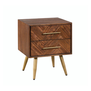 Mesa de Noche de Madera Maciza Colección BERGEN, Diseño Moderno y Contemporáneo, Ecológica y Duradera, Mueble de Dormitorio con 2 Cajones, Mejor Precio - Product Image 1