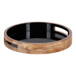 Plateau rond en bois massif fait à la main, plateau de service durable pour aliments, boissons et collations - Product Image 5