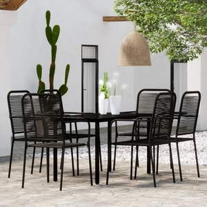 Set da pranzo Patio nero da 7 pezzi - Product Image 1