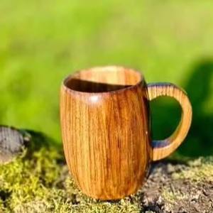 Mug à café en bois japonais décoratif, fait main, écologique, en bois naturel, tasse à bière, cadeau, vaisselle - Product Image 1