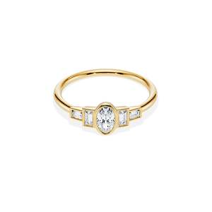 Anillo de compromiso con diamante de corte ovalado, engaste de oro de 14k, estilo floral clásico para mujer - Product Image 4