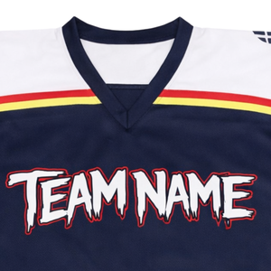 Mens Custom Sublimation Ice Hockey Jersey Navy White Teamname Hockey Uniform Breathable <b>Athletic</b> Hockey Shirt - Product Image 5
