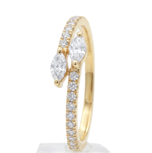 แหวนมินิมอล ทองคำแท้ 18K แหวนแต่งงานแบบ Eternity พร้อมใบรับรอง IGI เพชรทรงมาร์คีส์ เพชรกลม เพชรเลี้ยงในห้องปฏิบัติการ เพชรเม็ดเล็ก แหวนแบบ Bypass - Product Image 2