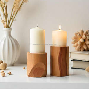 Bougeoir et porte-bougie en bois fabriqués à la main Design unique pour une décoration intérieure contemporaine et des espaces esthétiques minimalistes - Product Image 6